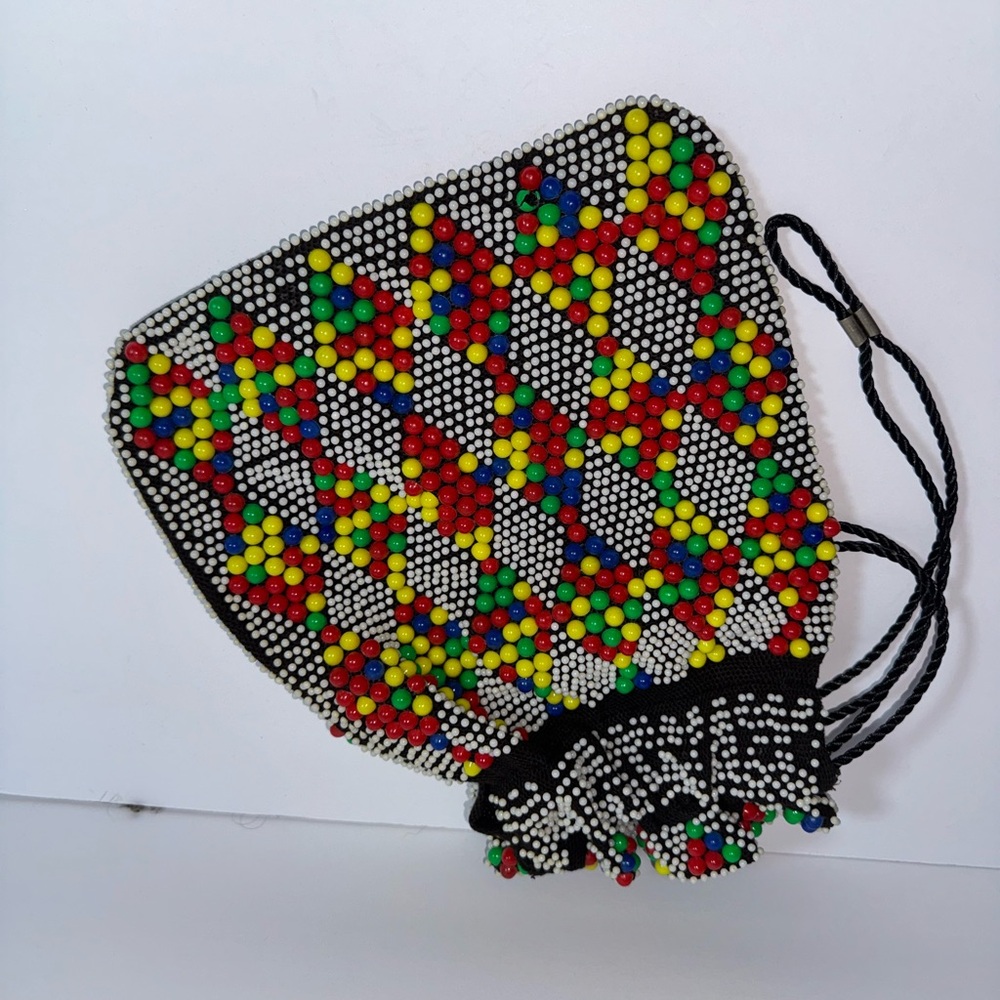 Colorful Beaded Drawstring Bag - image 1